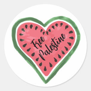 Adesivo Redondo Watermelon Heart "Free Palestine"