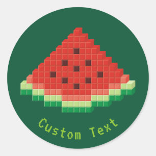 Adesivo Redondo Watermelon Pixel Art