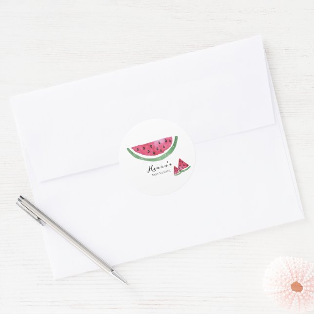 Adesivo Redondo Watermelon Summer Baby Shower Sticker  (Envelope)