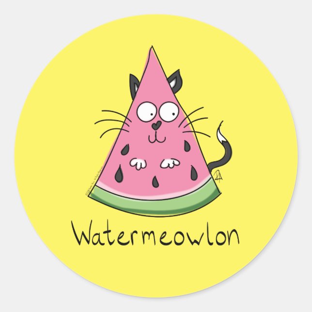 Adesivo Redondo Watermeowlon Watermelle Stickers (Frente)