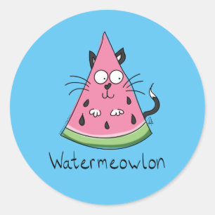 Adesivo Redondo Watermeowlon Watermelle Stickers