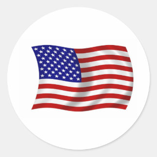 Adesivo Redondo Waving American USA FLAG
