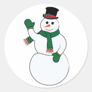 Adesivo Redondo Waving Snowman Stickers