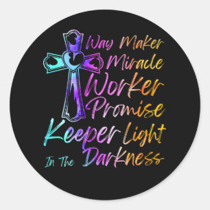 Adesivo Redondo Waymaker Milacle Worker Rainbow Christian Jesus Go