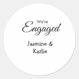 Adesivo Redondo We are engaged couple name romantic stylish simple