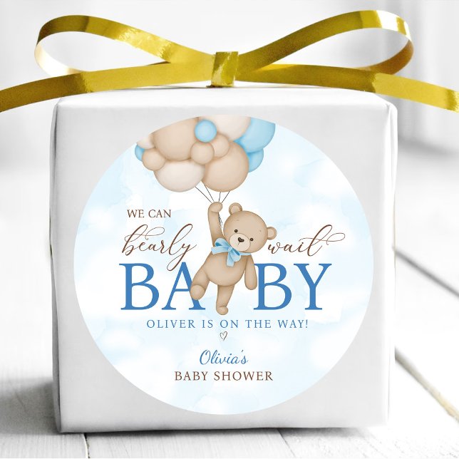 Adesivo Redondo We Can Bearly Wait Baby Shower (Criador carregado)