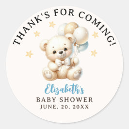Adesivo Redondo We can bearly wait Bear Baby Shower Boy party
