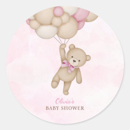 Adesivo Redondo We Can Bearly Wait Pink Baby Shower