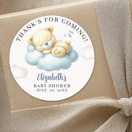 Adesivo Redondo We can Bearly wait - Teddy Bear Baby Shower Boy