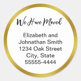 Adesivo Redondo We Have Moved Script White Moving Announcement