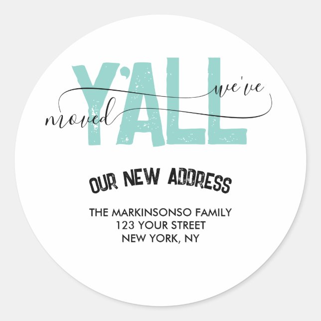 Adesivo Redondo We Moved Moving Announcement new address (Frente)