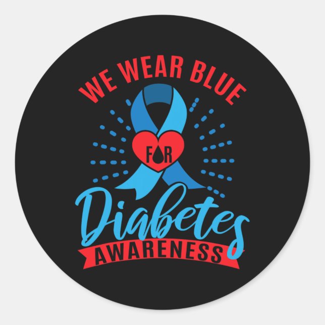 Adesivo Redondo We Wear Blue For Diabetes Awareness  (Frente)