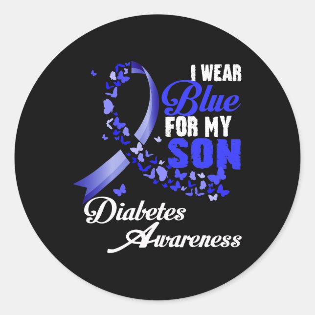 Adesivo Redondo Wear Blue For My Son T1d Diabetes Awareness Blue R (Frente)