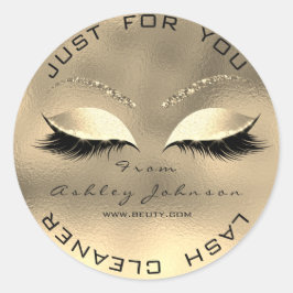 Adesivo Redondo Web Name Beauon Salon Glitter Dourado Lash Cleaner