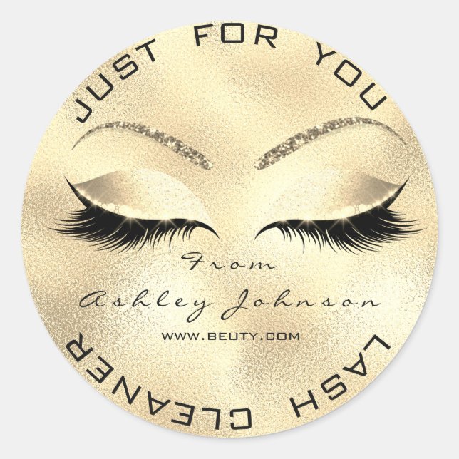 Adesivo Redondo Web Name Beauty Salon Glitter Glam Lash Cleaner (Frente)