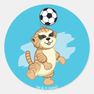 Adesivo Redondo Webkinz Meerkat que joga o futebol