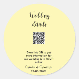 Adesivo Redondo WEBSITE QR WEDDING adicionar data do nome fotônico