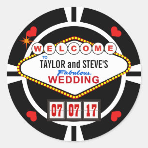 Adesivo Redondo Wedding na microplaqueta de póquer do favor do