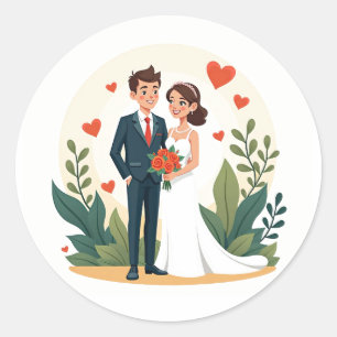 Adesivo Redondo Wedding Romance Sticker
