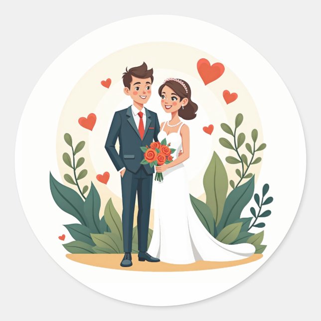 Adesivo Redondo Wedding Romance Sticker (Frente)