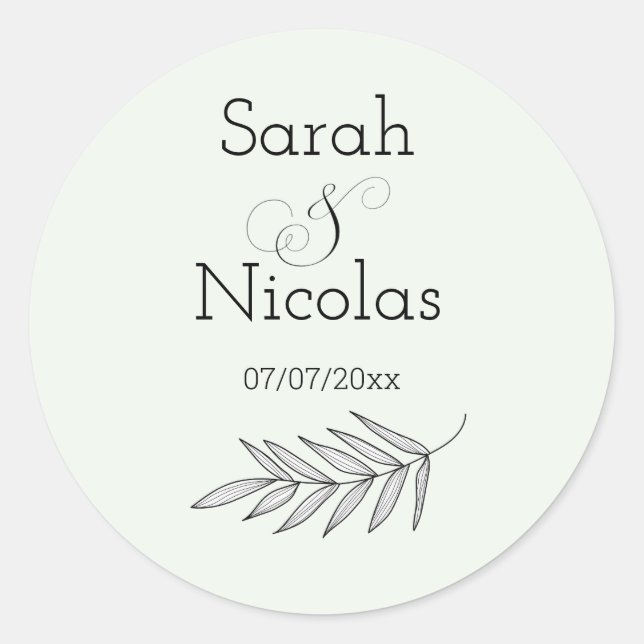 Adesivo Redondo Wedding stickers personalized minimalist (Frente)