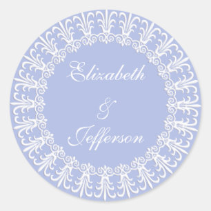 Adesivo Redondo Wedgewood Blue1 que Wedding o envelope