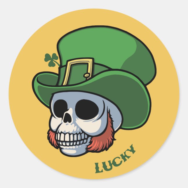 Adesivo Redondo Wee Leprechaun Skull (Frente)