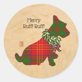 Adesivo Redondo Wee Scottie Christmas Round Sticker