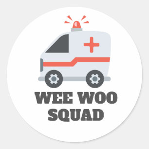 Adesivo Redondo Wee Woo Squad, Ambulância EMS 911