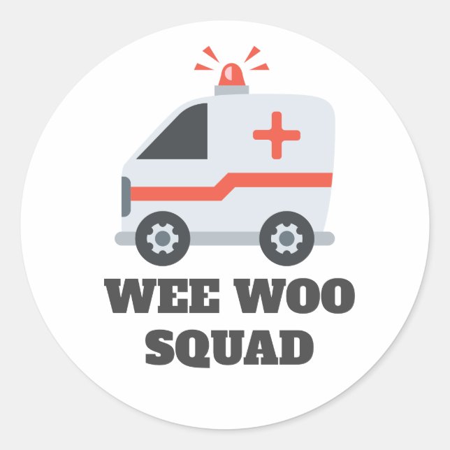 Adesivo Redondo Wee Woo Squad, Ambulância EMS 911 (Frente)