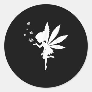 Adesivo Redondo Weed Fairy Fantasy Leaf Stoner Pote Smoker