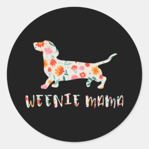 Adesivo Redondo Weenie Mama Dachshund floral