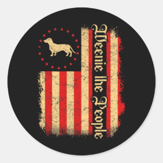 Adesivo Redondo Weenie O Povo 4 De Julho Bandeira Americana Dos EU