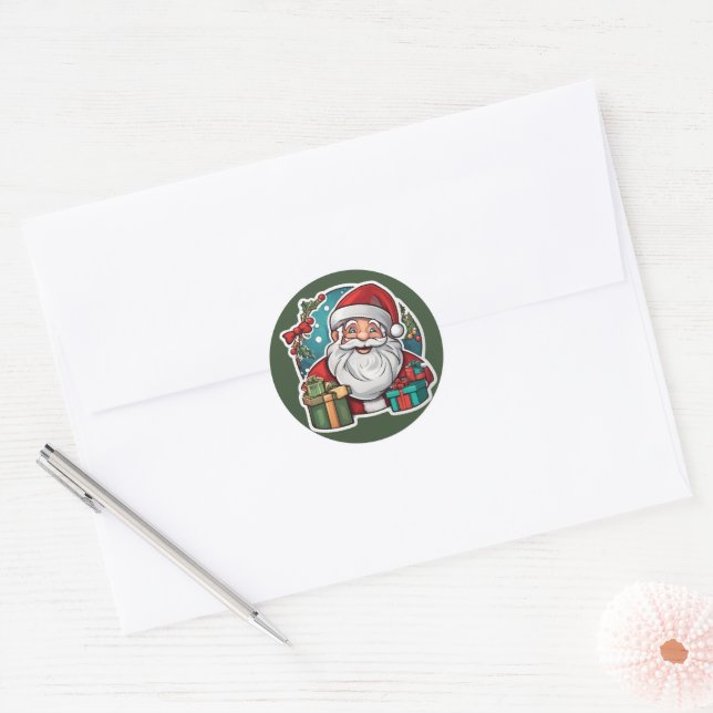 Adesivo Redondo Weihnachtsmann mit Geschenken -  (Envelope)