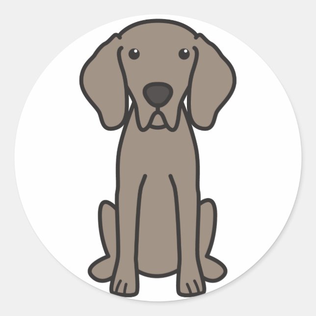 Adesivo Redondo Weimaraner Dog Cartoon (Frente)