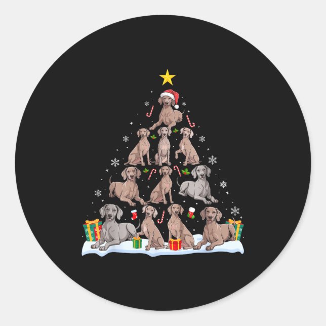 Adesivo Redondo Weimaraner Dog Christmas Tree Xmas Pet Dogs Lover  (Frente)