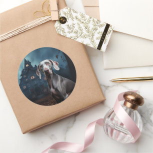 Adesivo Redondo Weimaraner Halloween Scary