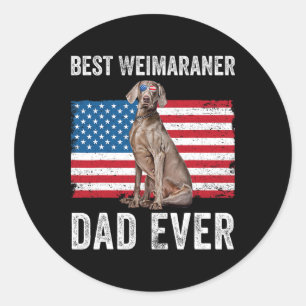 Adesivo Redondo Weimaraner Pai Americano Flag Dog Proprietário 4º