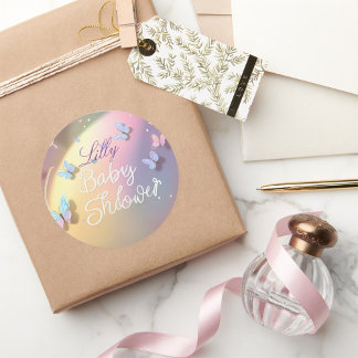 Adesivo Redondo Welcome Baby Lily – Butterfly Baby Girl Sticker