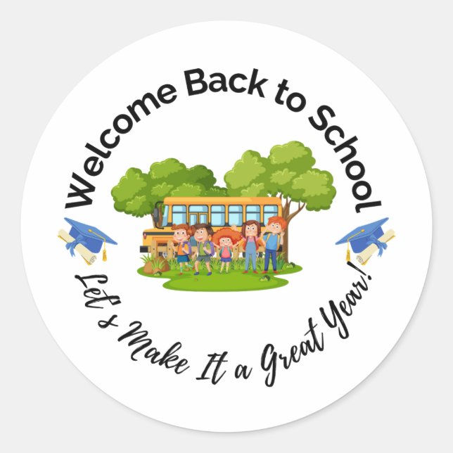 Adesivo Redondo Welcome Back to School Sticker (Frente)