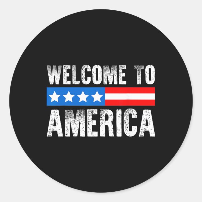 Adesivo Redondo Welcome To America Patriotic Usa Flag New American (Frente)