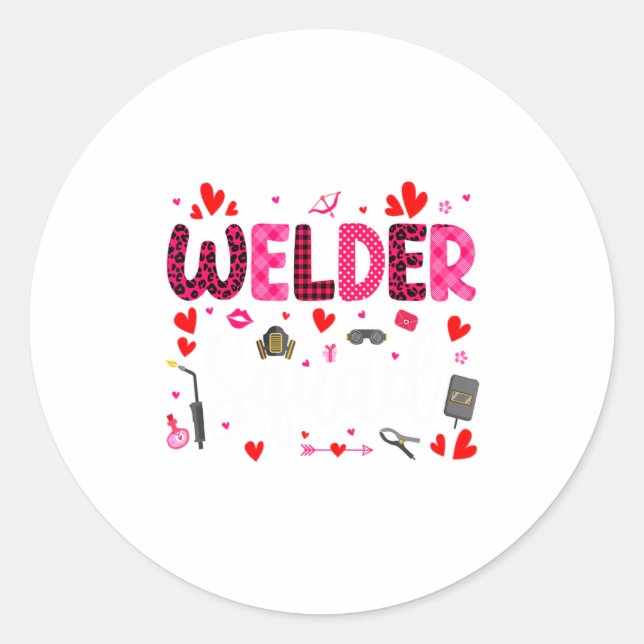 Adesivo Redondo Welder Squad Cute Tools Hearts Costume Valentines  (Frente)