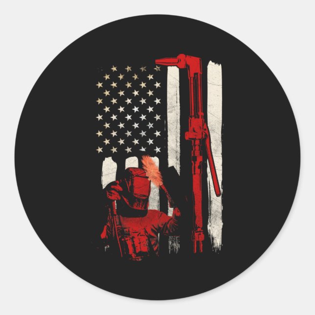 Adesivo Redondo Welder Welder Welotic American Flag (Frente)