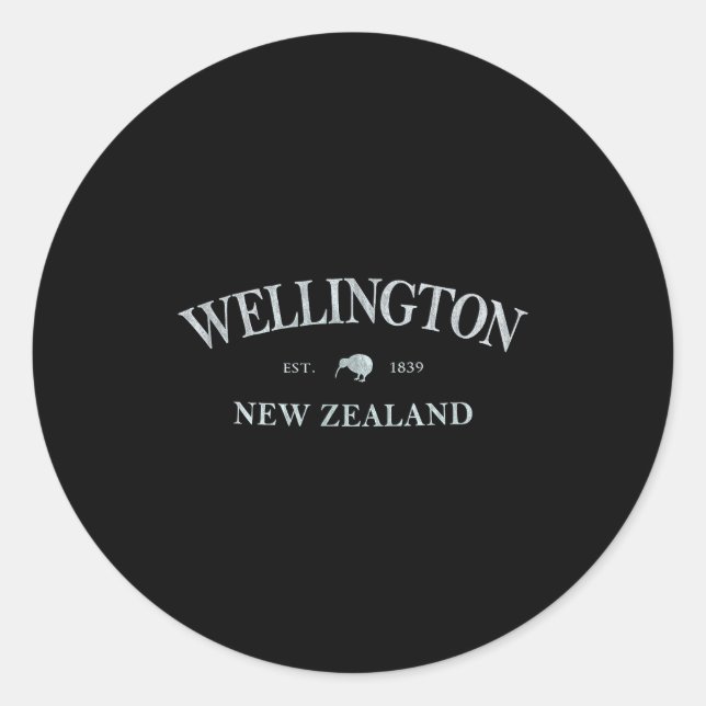 Adesivo Redondo Wellington New Zealand _ Wellington Nz Graphic Pri (Frente)