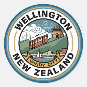 Adesivo Redondo Wellington Nova Zelândia
