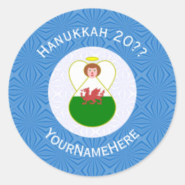 Adesivo Redondo Welsh Angel Hanukkah Flag Personalized 