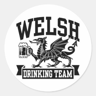 Adesivo Redondo Welsh Bebendo Team