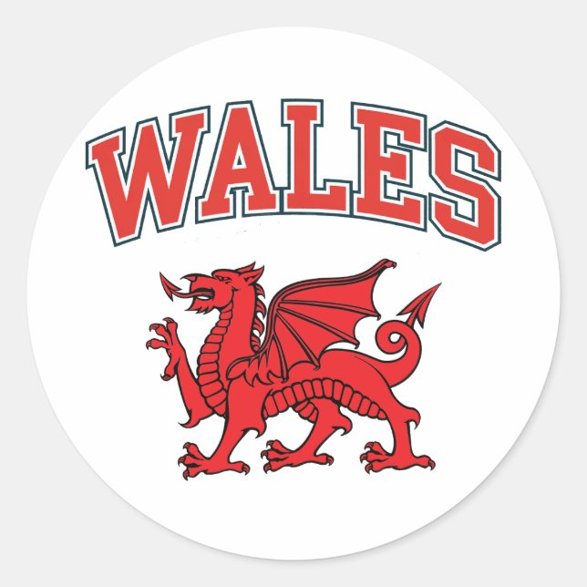 Adesivo Redondo Welsh Dragon (Frente)