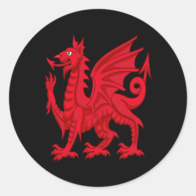 Adesivo Redondo Welsh Dragon Cymru Flag Cardiff Welsh (Frente)