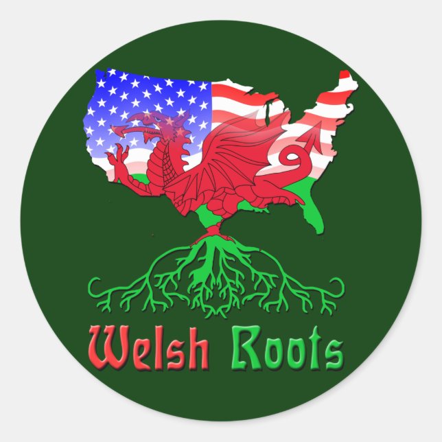 Adesivo Redondo Welsh Roots Stickers (Frente)
